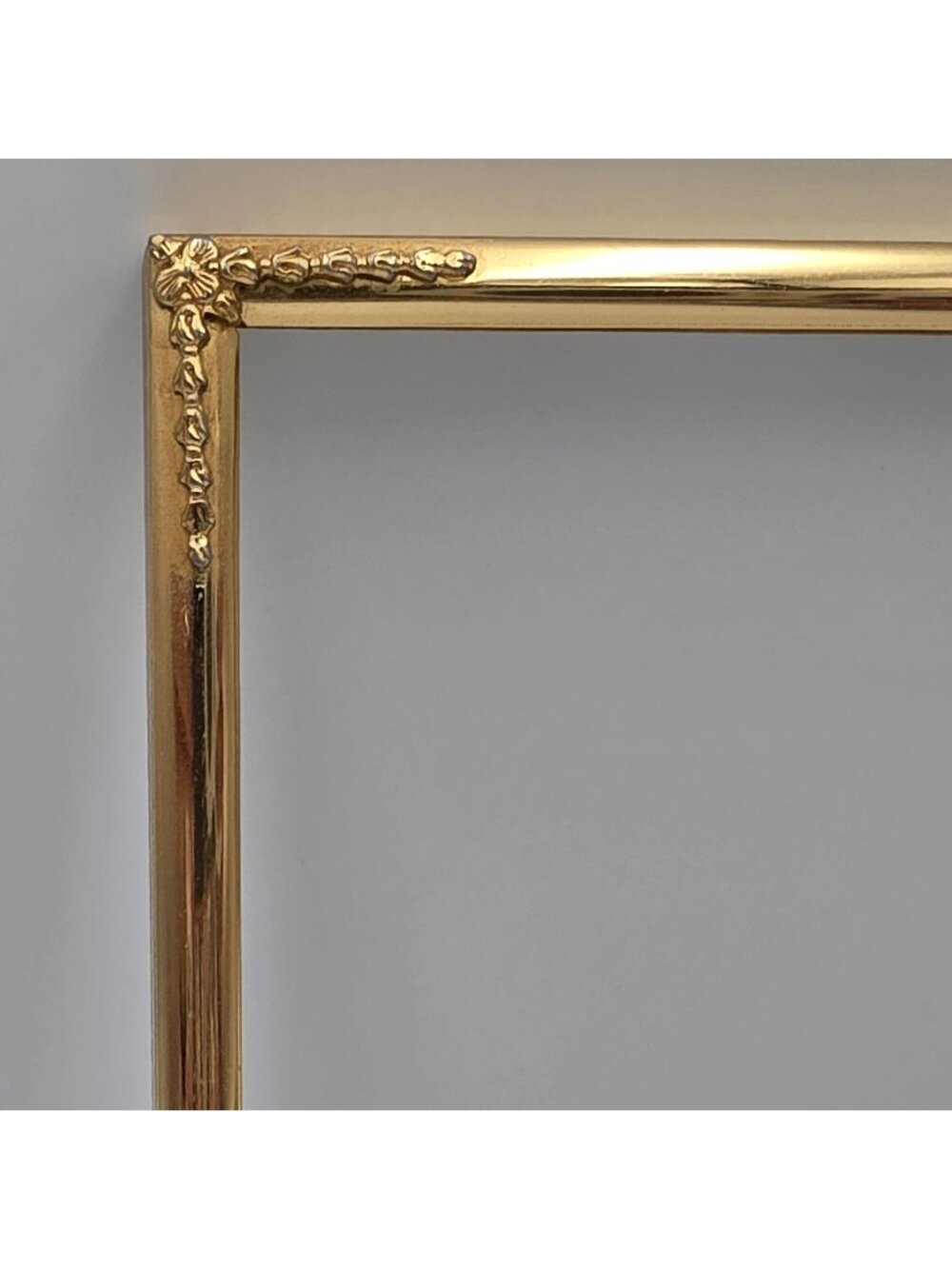 Vintage Brass Ornate Picture Frame 5"x7" Smooth With Applied Floral Corners